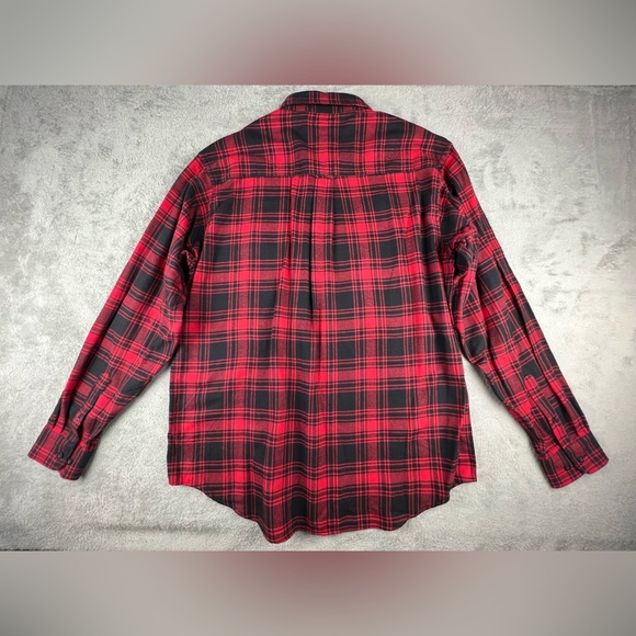 Roundtree & Yorke Portuguese Flannel Shirt Mens Size LT Tall Plaid Red Black NWT - Picture 2 of 12